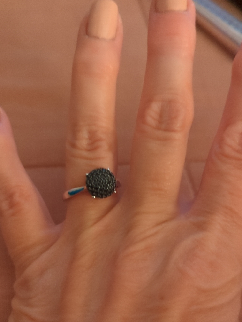Sterling Silver Black Pave Cluster Ring